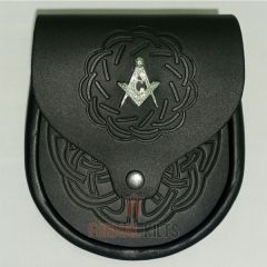 masonic embossed black kilt sporran
