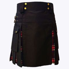 black stewart hybrid tartan kilt