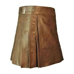 Real Brown Leather Kilt