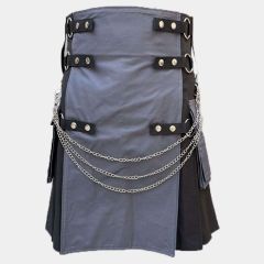 scottish modern black and gray utility kilt
