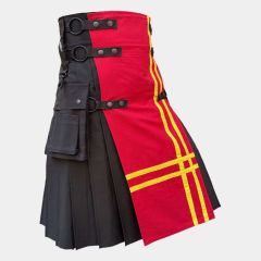 black and red modern utility kilt