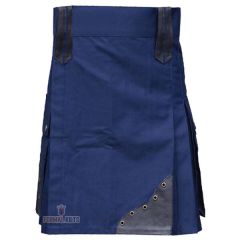 Modern Navy Blue Utility Kilt Front