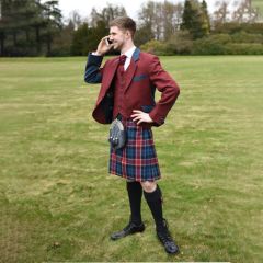 modern argyll kilt outfit for men with two color jacket
