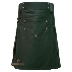 Olive Green Cotton Utility Kilt
