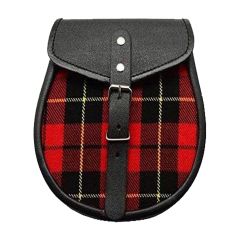 Red And Black Plaid Scottish Sporran With Chain Belt
