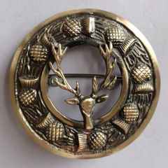 Stag Head Fly Plaid Brooch