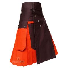 Two Toned Orange Utility Kilt For Men