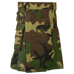 Woodland Camouflage Army Tectical Kilt Front